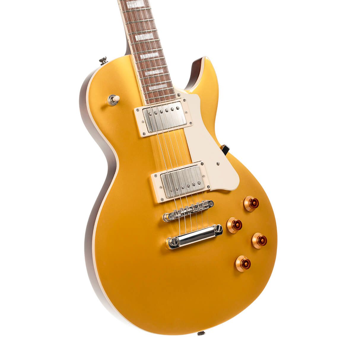chitarra elettrica stile gibson les paul gold top cort cr200 gt open box vista del corpo frontale