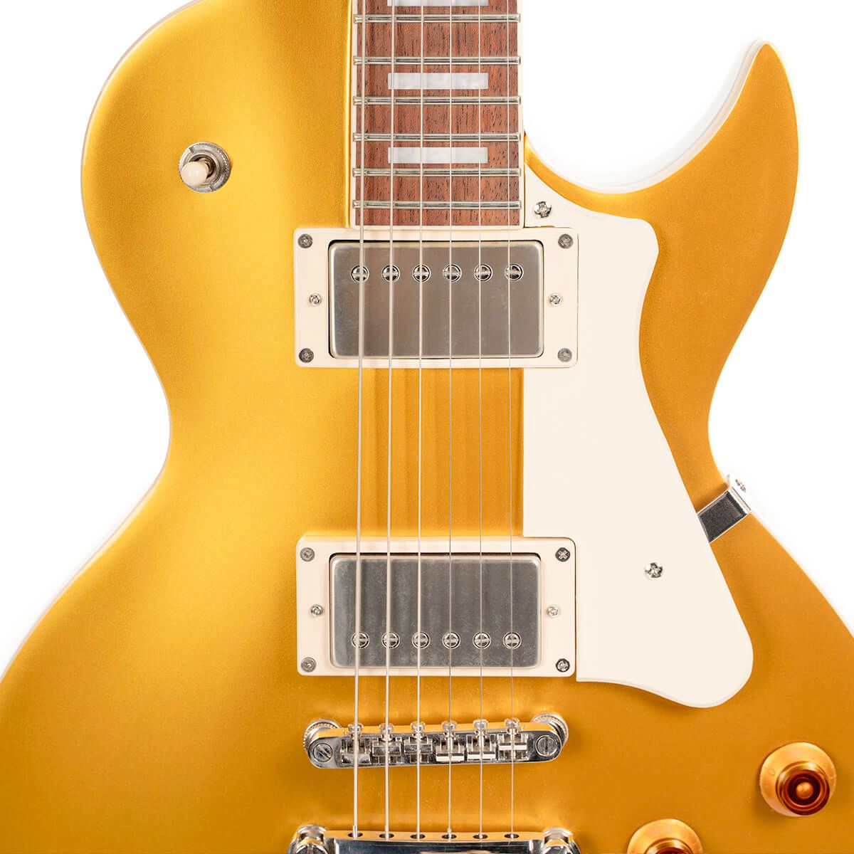 chitarra elettrica stile gibson les paul gold top cort cr200 gt open box vista dei pickup