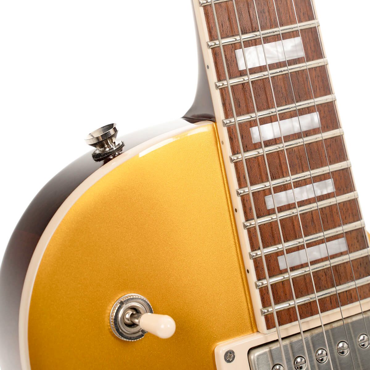 chitarra elettrica stile gibson les paul gold top cort cr200 gt open box vista del manico