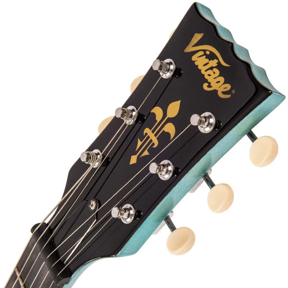 chitarra elettrica vintage v120 reissued gun hill blue vista della paletta