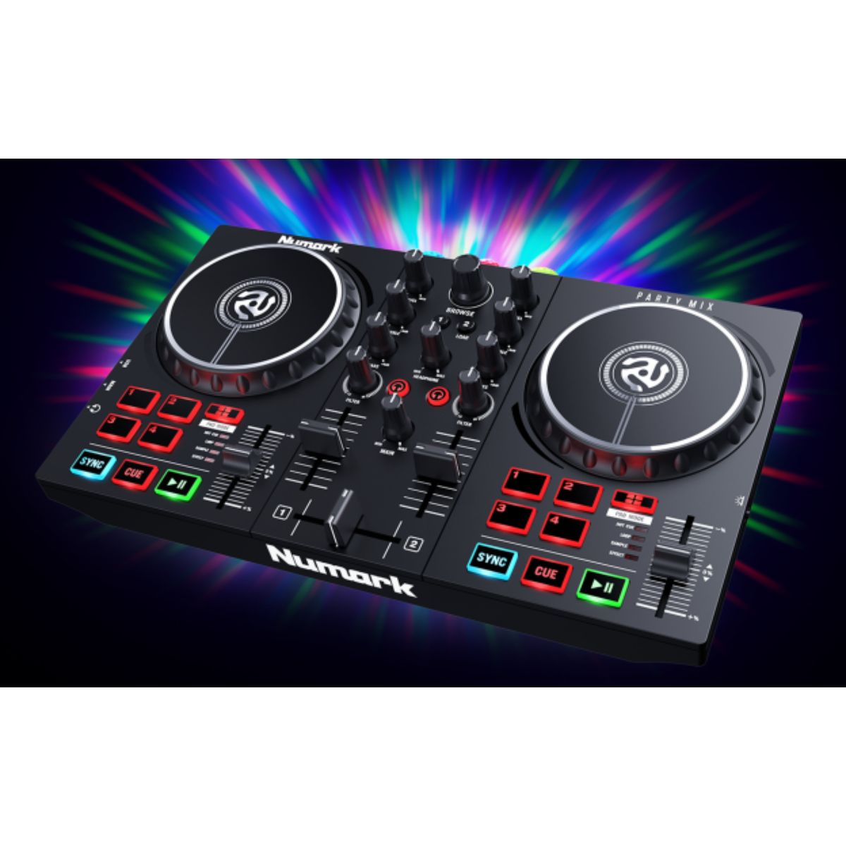 console per dj numark party mix II nuova vista frontale