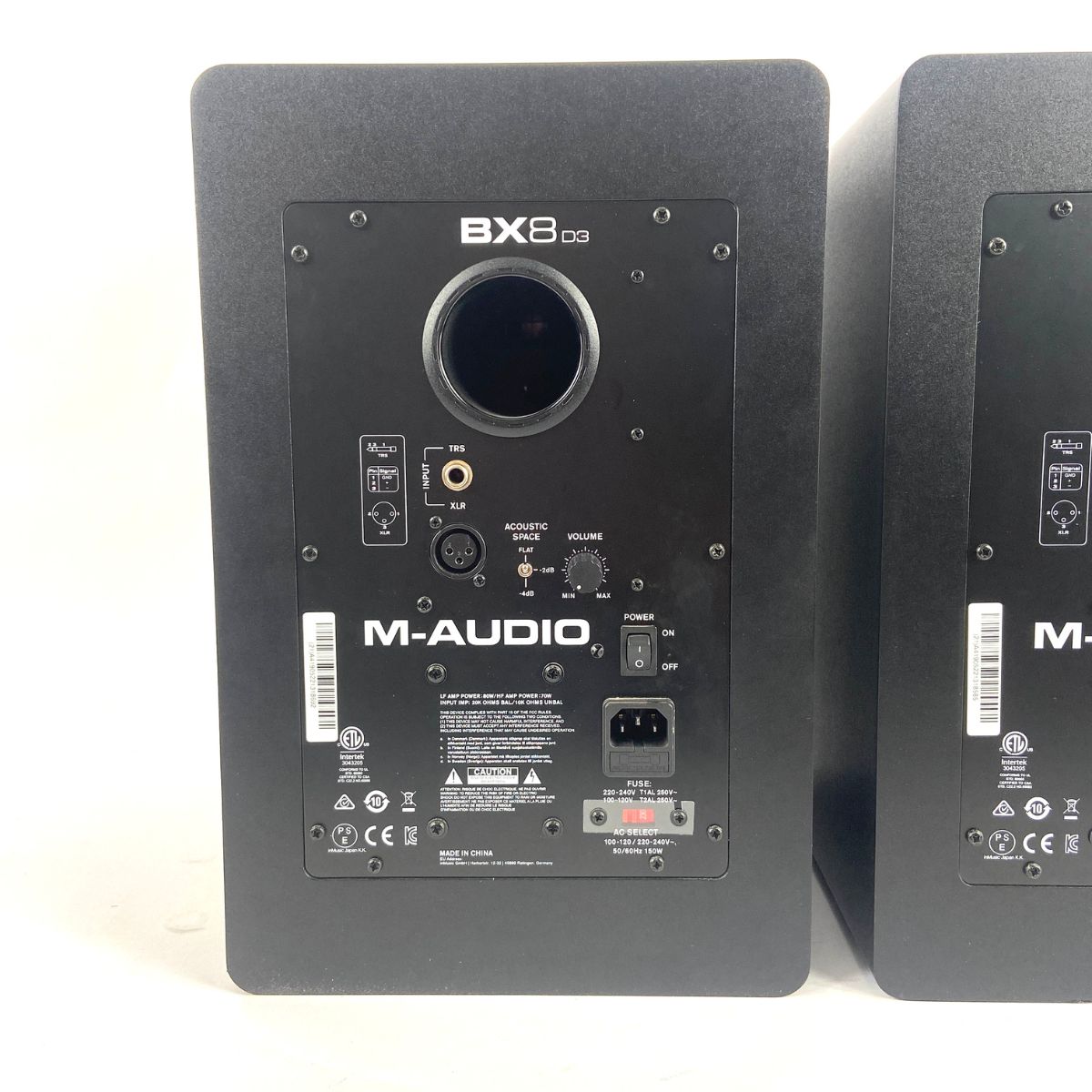 coppia monitor da studio m-audio bx8 d3 usati vista del retro sx