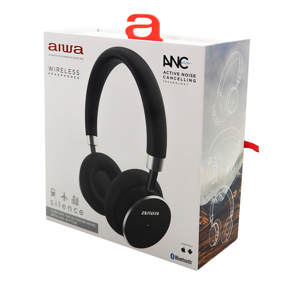 cuffie stereo bluetooth aiwa HSTBTN-800BK vista con scatola