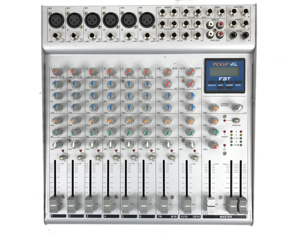fbt pickup 14e mixer 14 canali con effetti digitali vista frontale