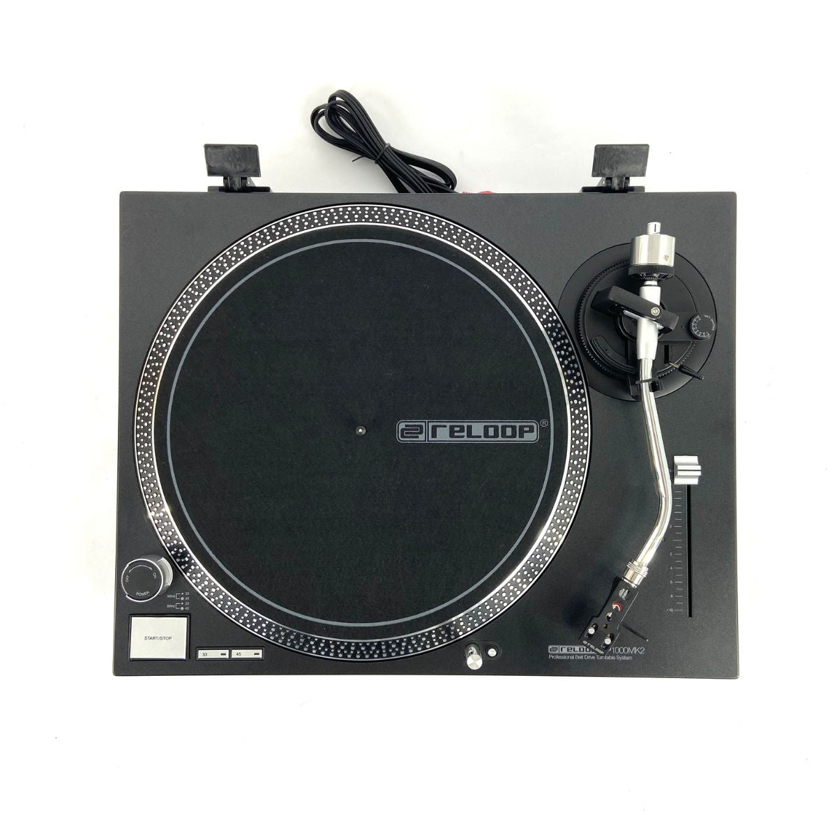 giradischi con trazione a cinghia per dj o ascolto Reloop RP-1000 MK2 ex demo vista dall'alto