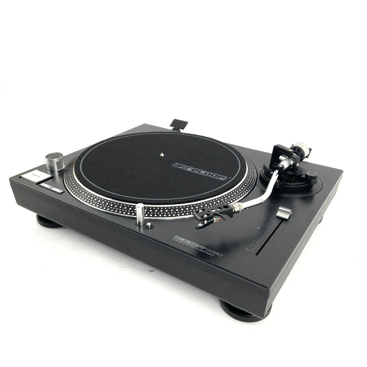 giradischi con trazione a cinghia per dj o ascolto Reloop RP-1000 MK2 ex demo vista laterale