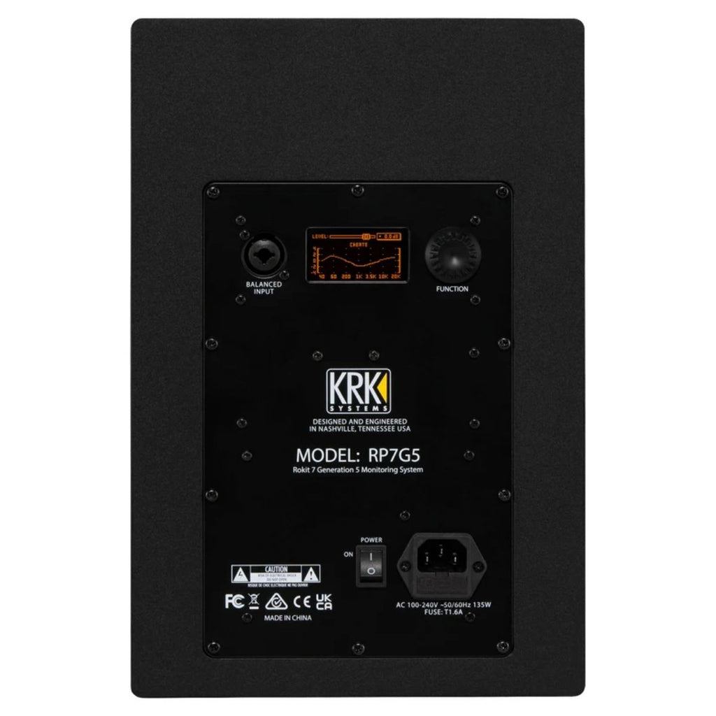 krk rokit rp7 generazione 5 monitor da studio vista del retro