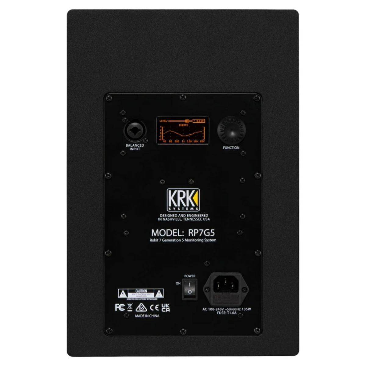 krk rokit rp7 generazione 5 monitor da studio vista del retro