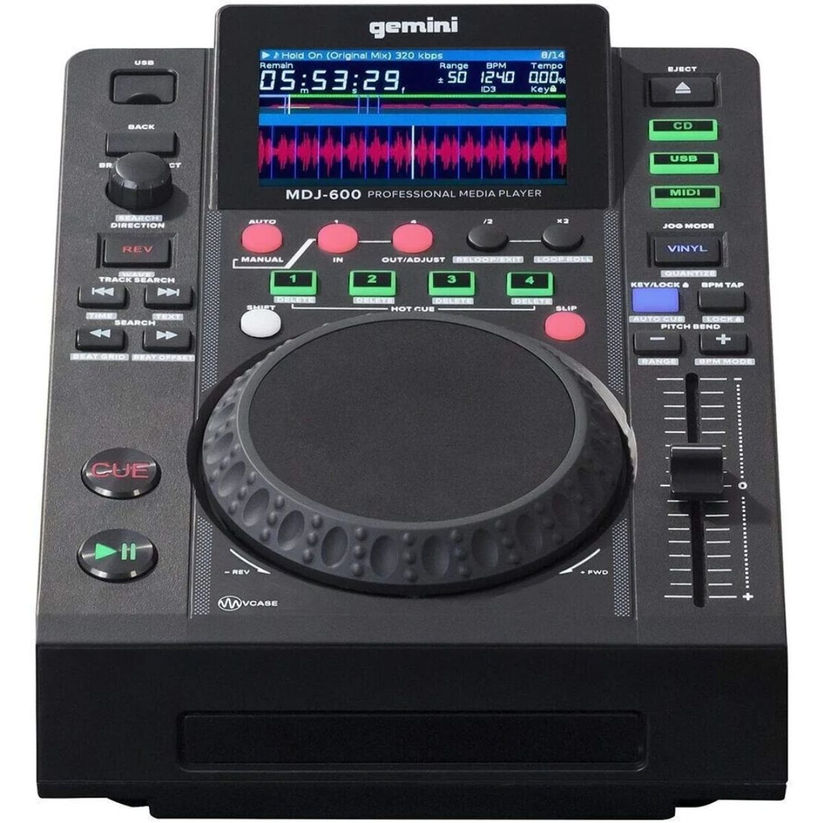 lettore cd dj gemini mdj-600 nuovo vista frontale
