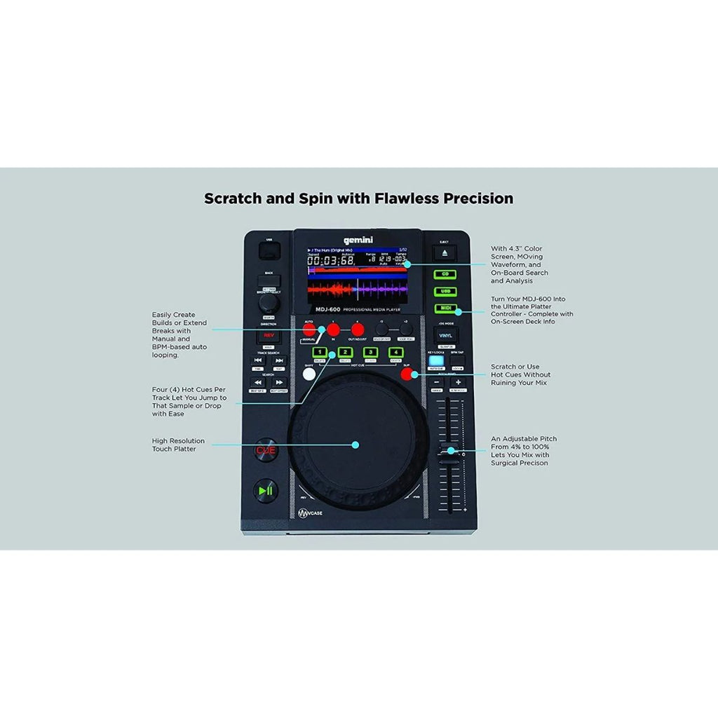 lettore cd dj gemini mdj-600 nuovo vista funzioni