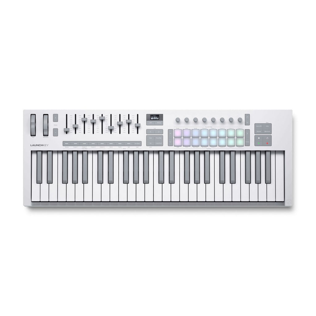 masterkeyboard usb a 49 tasti Novation Launchkey 49 MK4 bianca vista frontale
