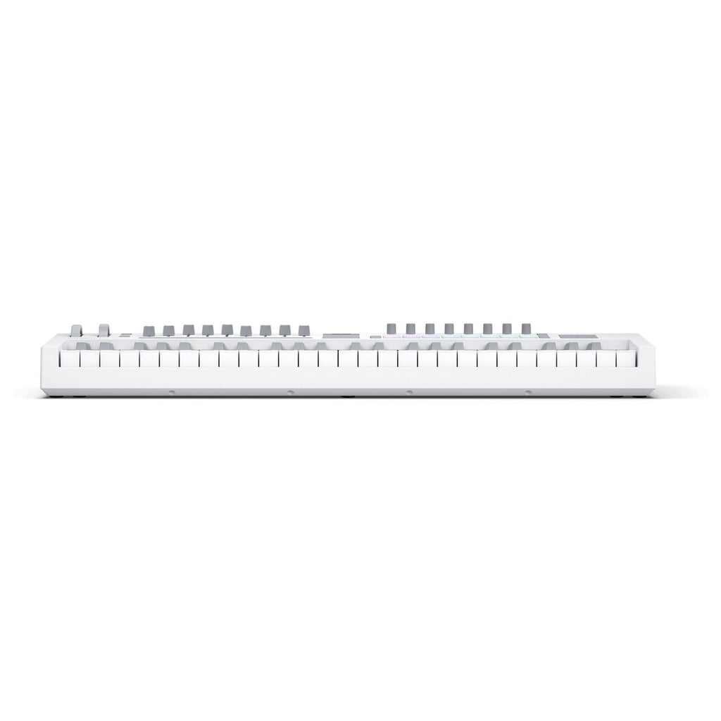 masterkeyboard usb a 49 tasti Novation Launchkey 49 MK4 bianca vista frontale dal basso