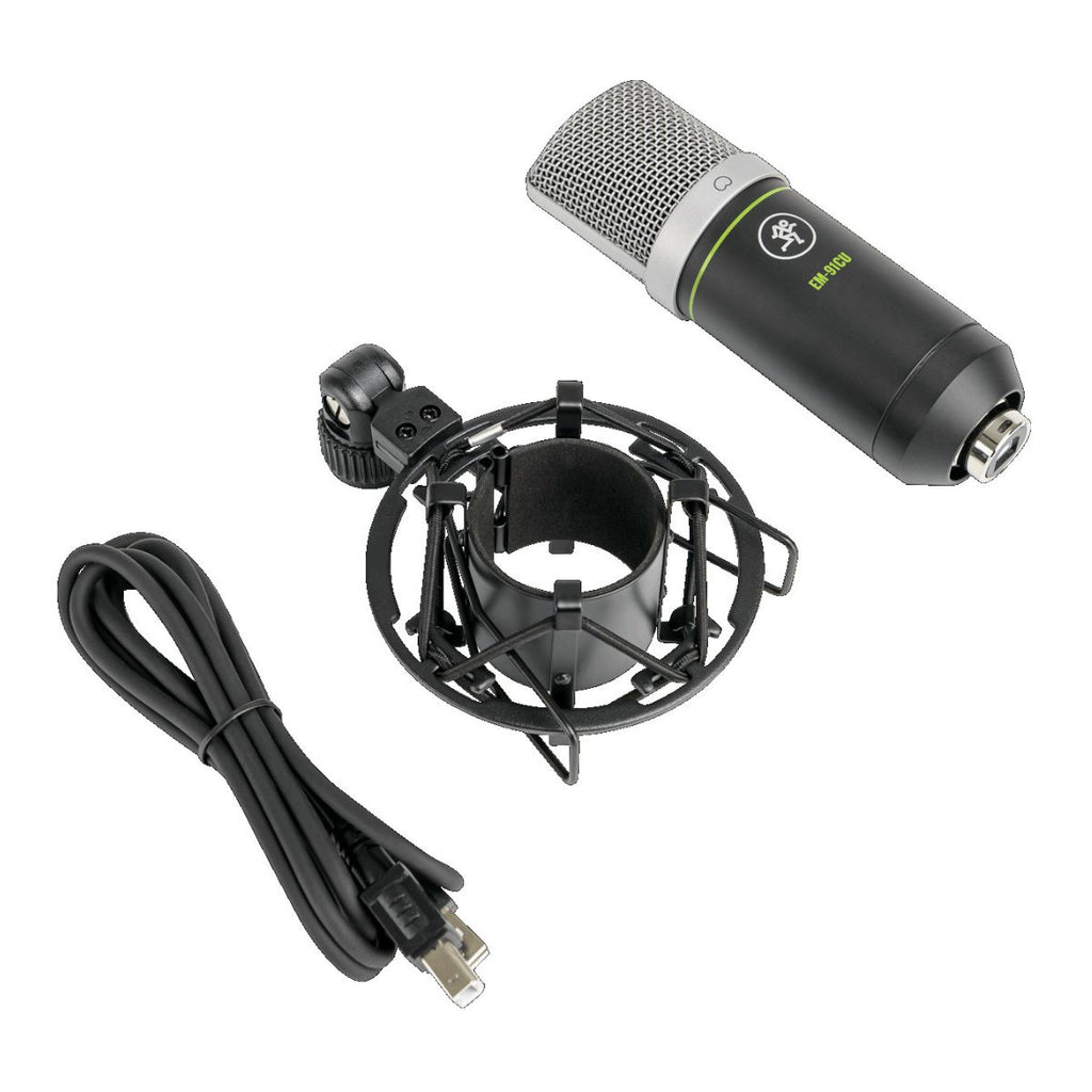 microfono da studio usb mackie em-91cu vista con accessori