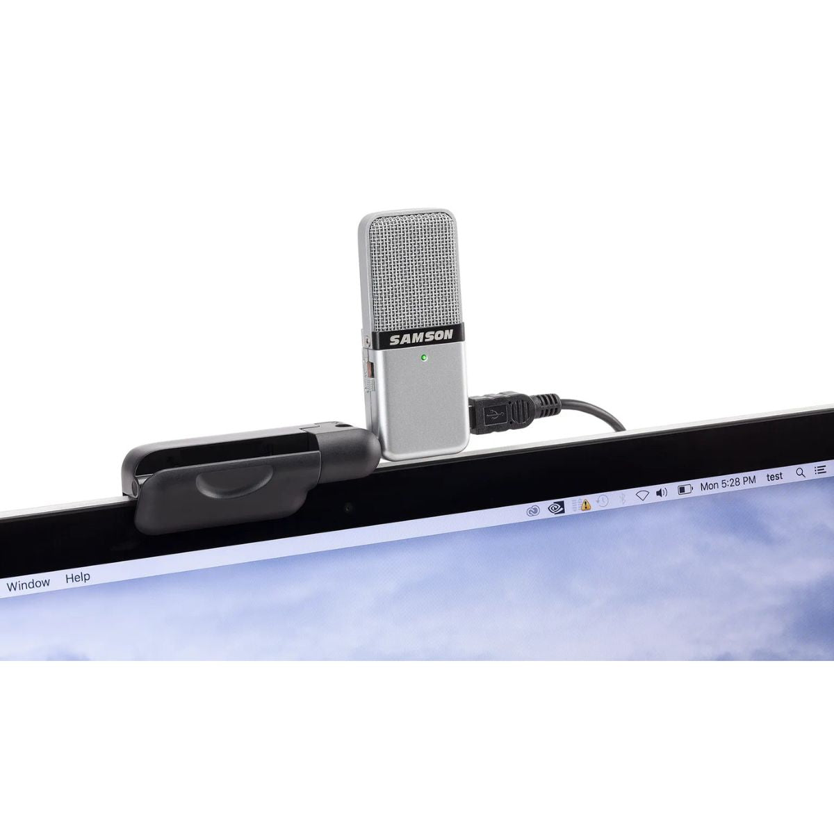 microfono portatile usb a condensatore per registrazione samson go mic vista esempio su computer