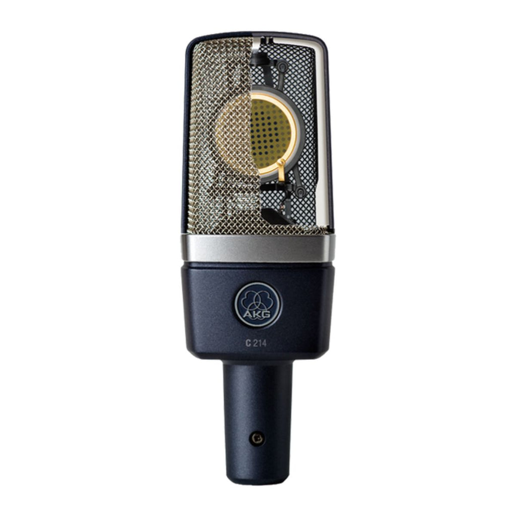 microfono professionale da studio a condensatore akg c214 vista parzialmente aperto