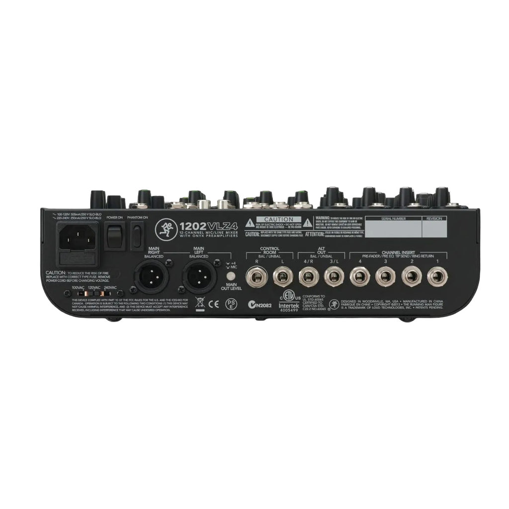 mixer audio 12 canali mackie 1202 vlz4 vista del retro