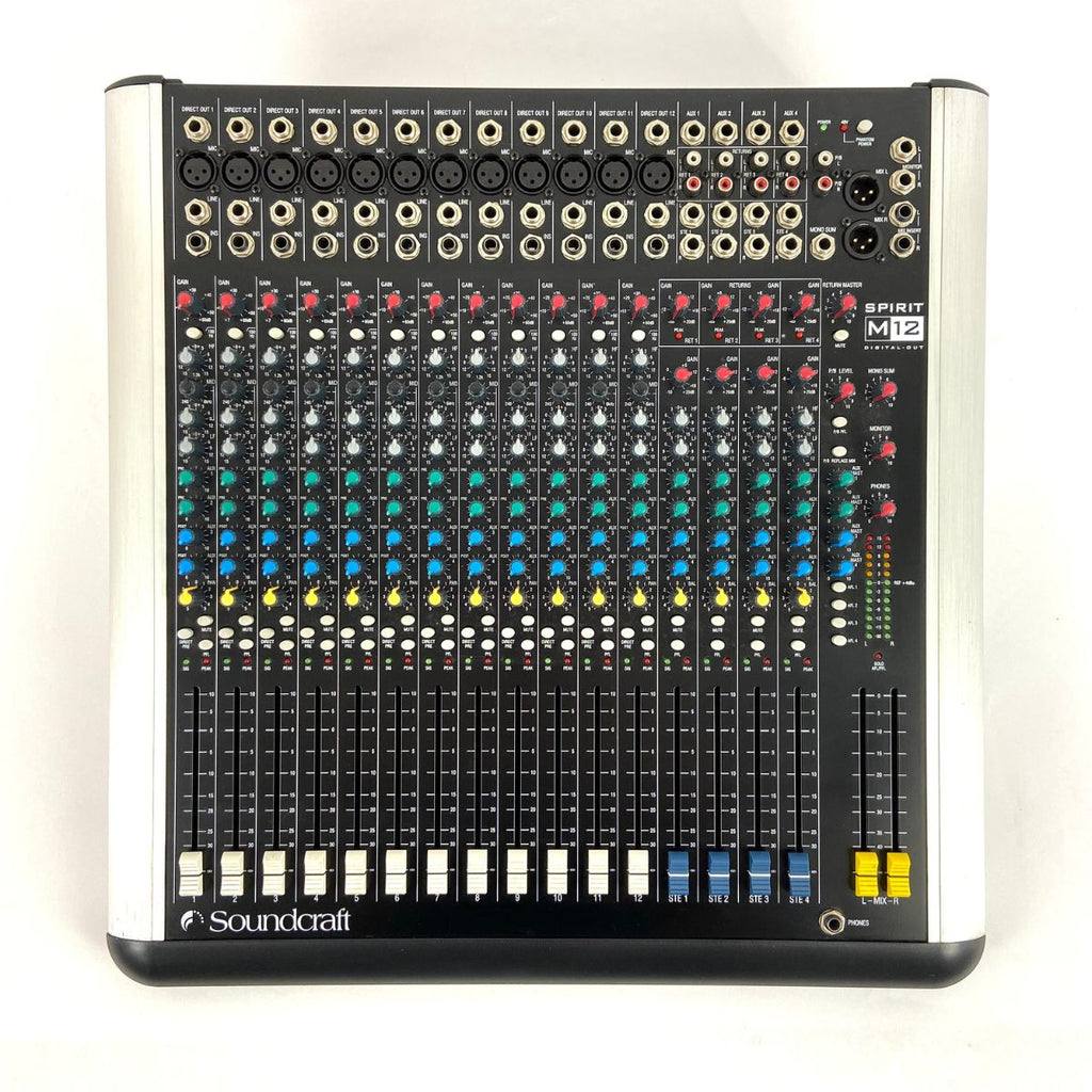 mixer audio 20 canali professionale soundcraft spirit m12 usato vista frontale completo