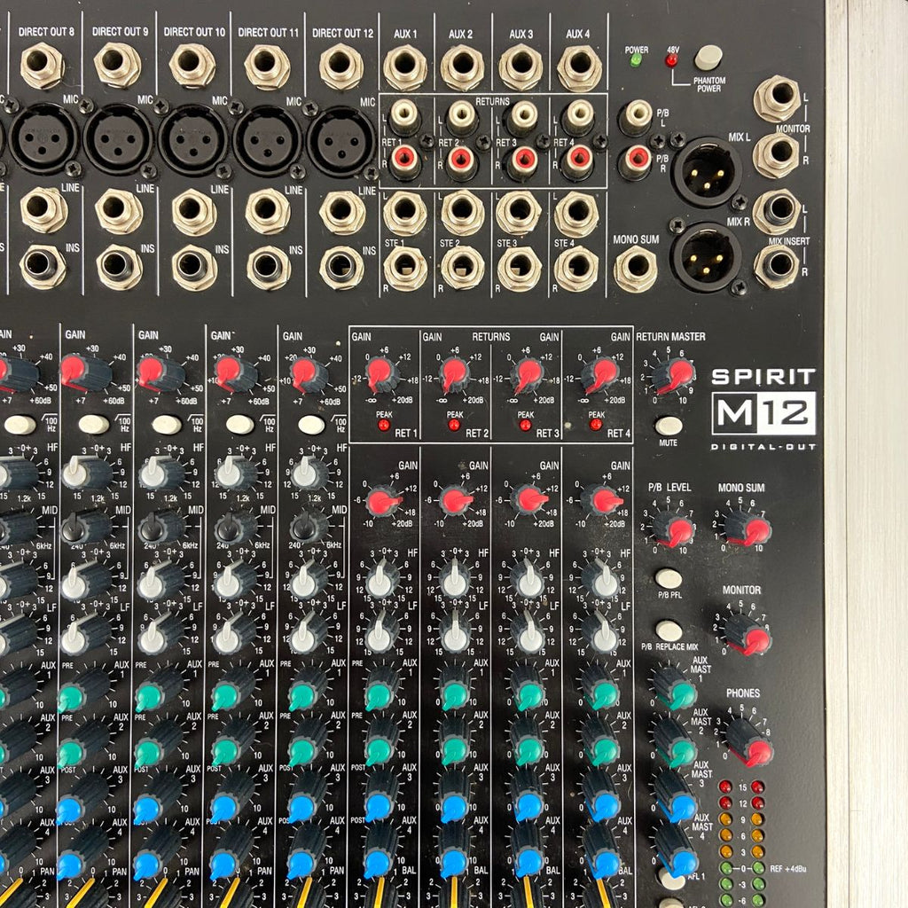 mixer audio 20 canali professionale soundcraft spirit m12 usato vista frontale alto dx