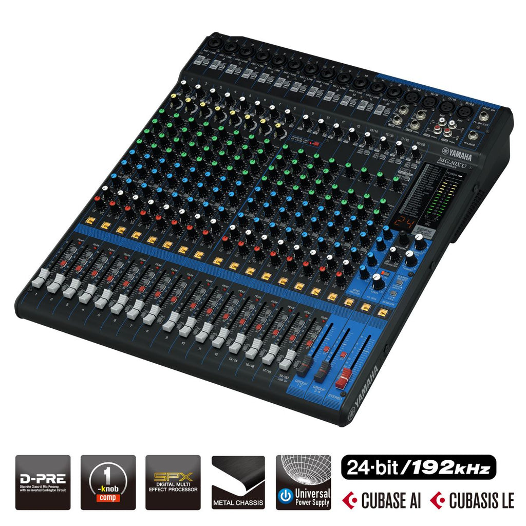 mixer audio 0 canali yamaha mg20xu vista dall'alto