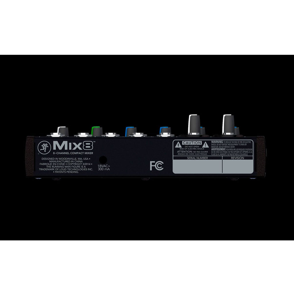 mixer audio 8 canali mackie mix8 vista del retro