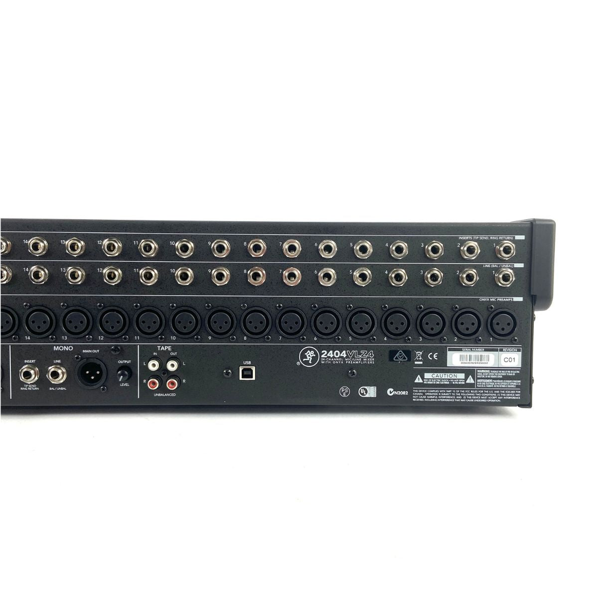 mixer professionale 24 canali mackie 2404 vlz4 ex demo vista del retro dx