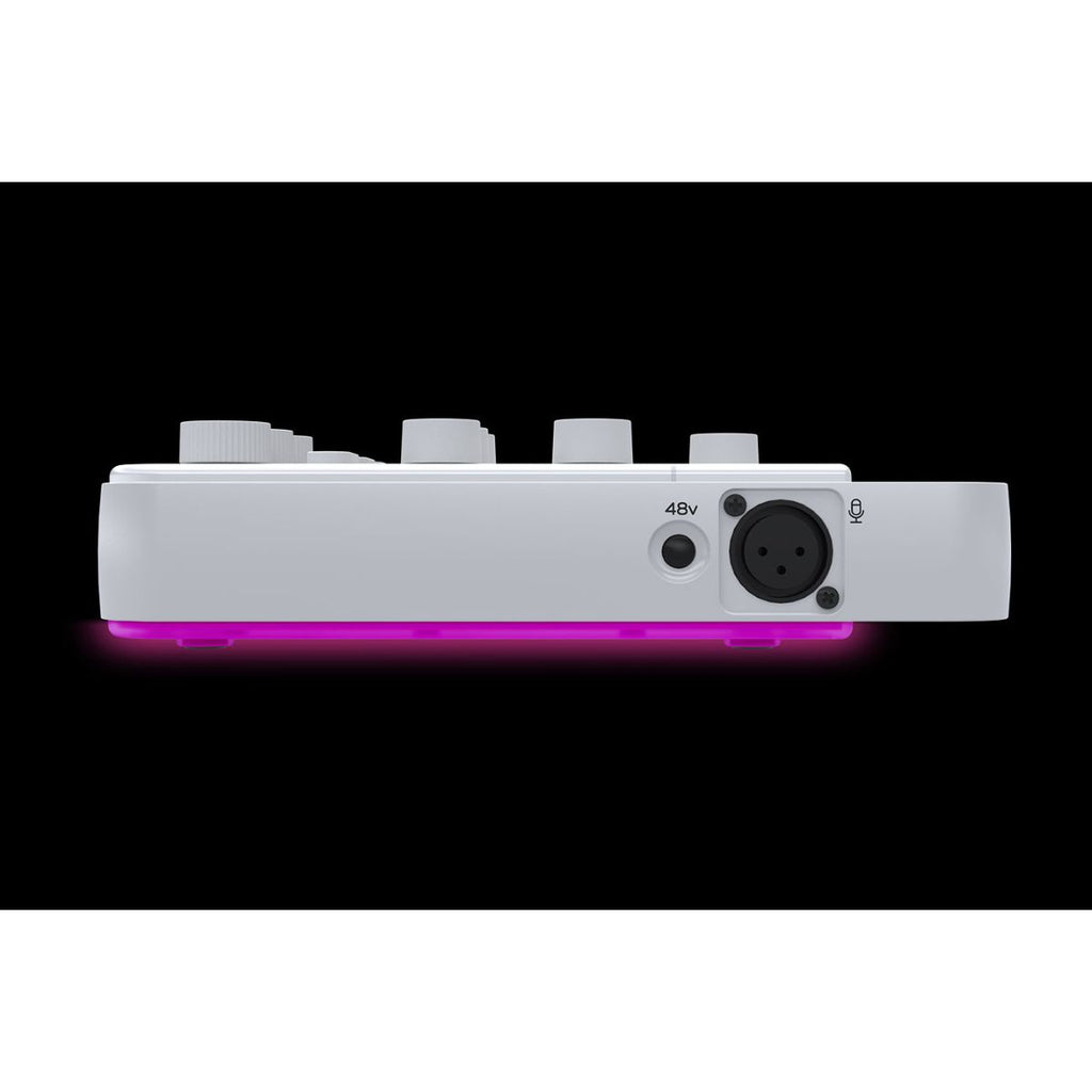 mixer per streaming e broadcasting mackie m-caster live white vista dell'ingresso microfonico