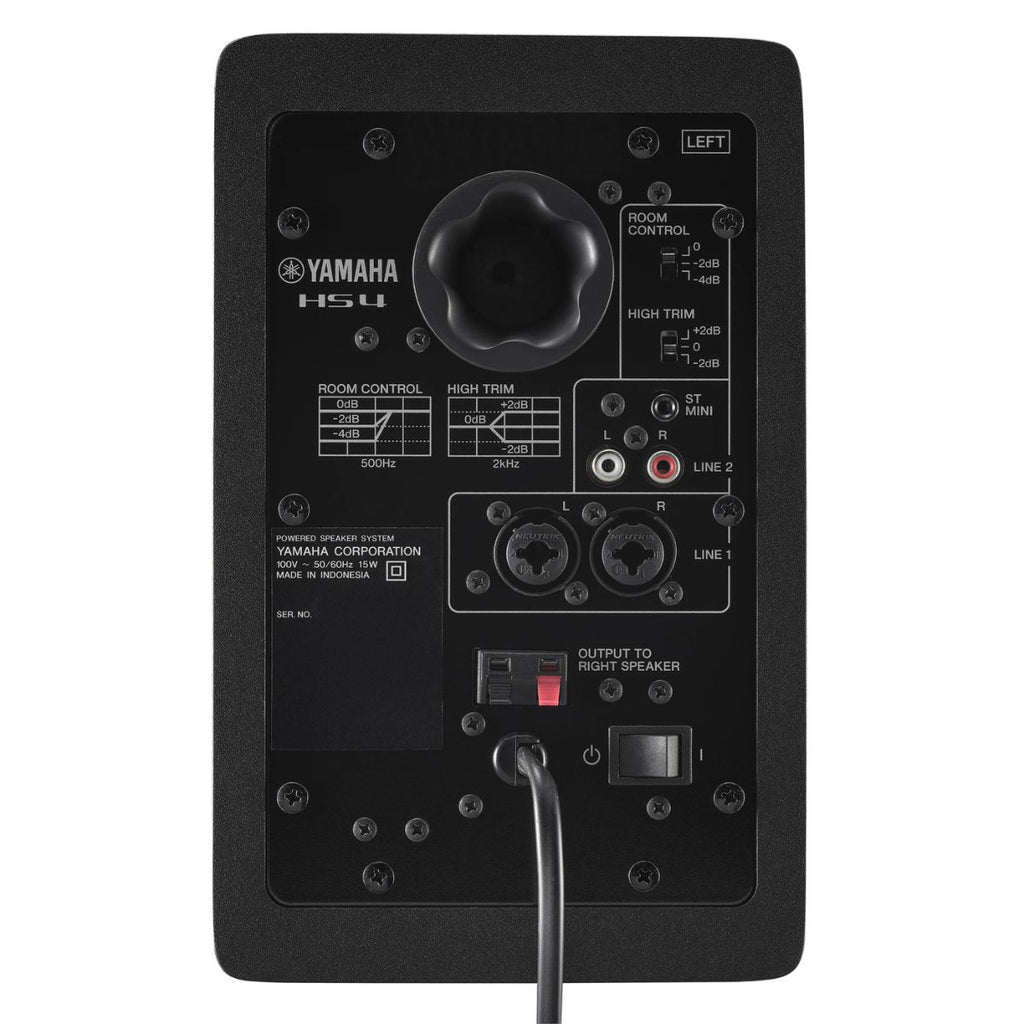 monitor da studio yamaha HS4 coppia vista del retro cassa master