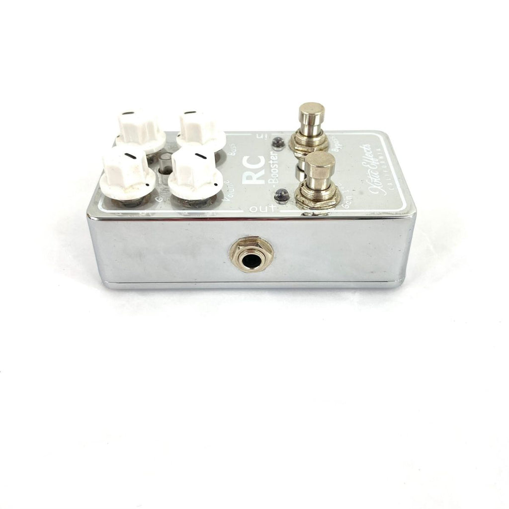 pedale effetto booster con equalizzatore e gain per chitarra xotic effects rc booster usato vista laterale sx