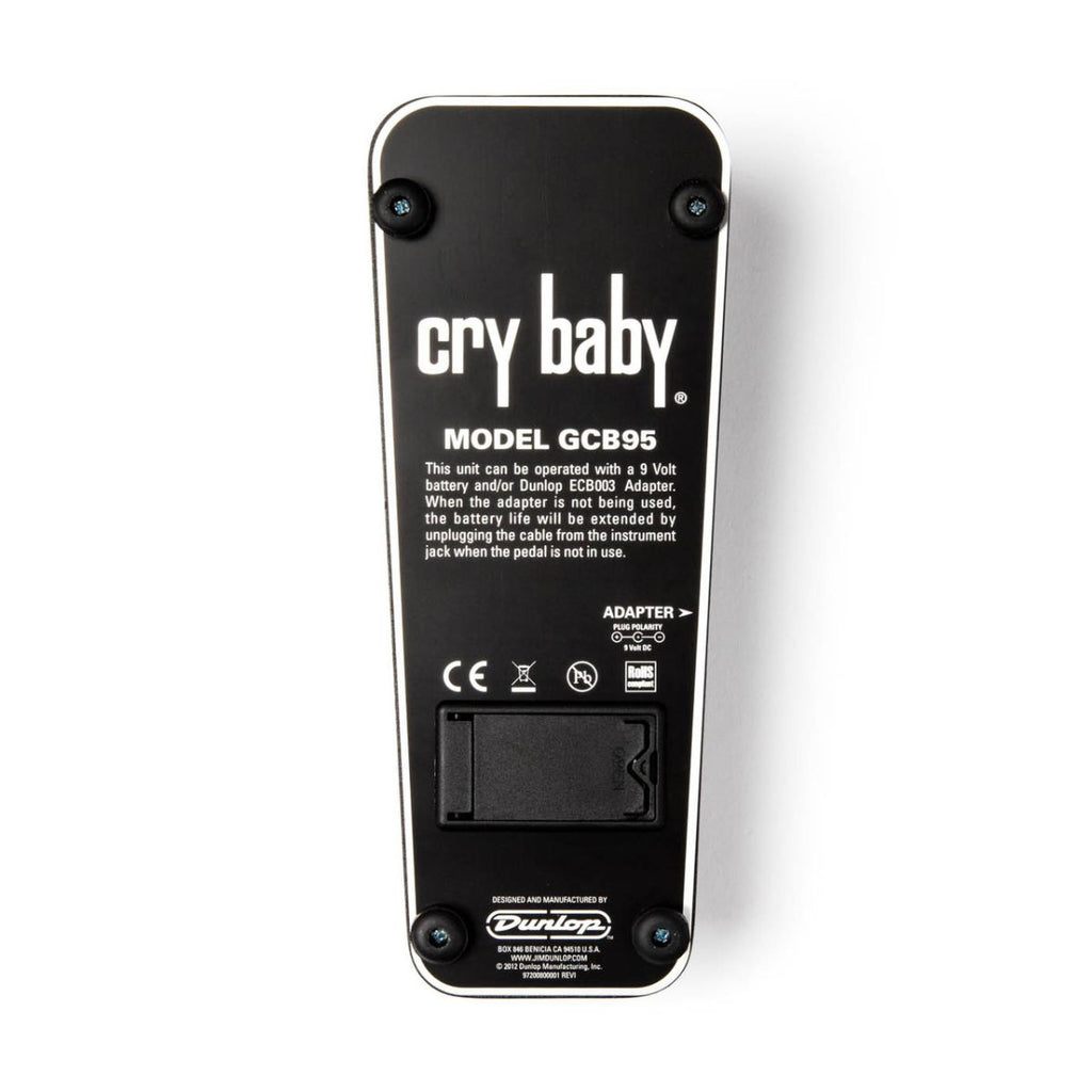 pedale wah per chitarra dunlop cry baby gcb95 vista dal basso