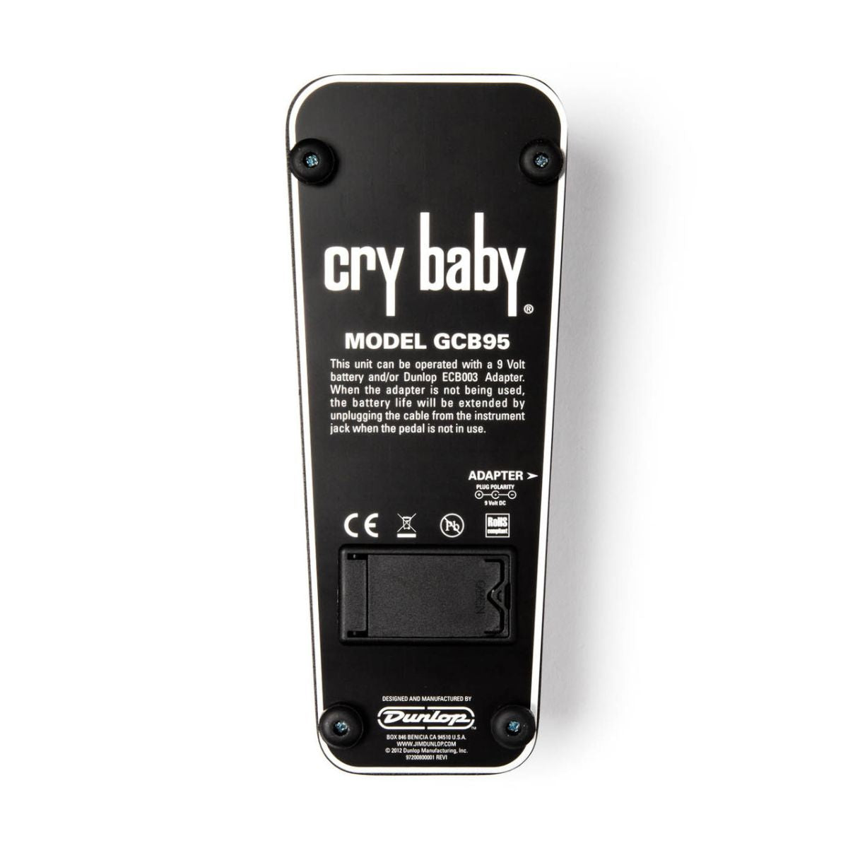 pedale wah per chitarra dunlop cry baby gcb95 vista dal basso
