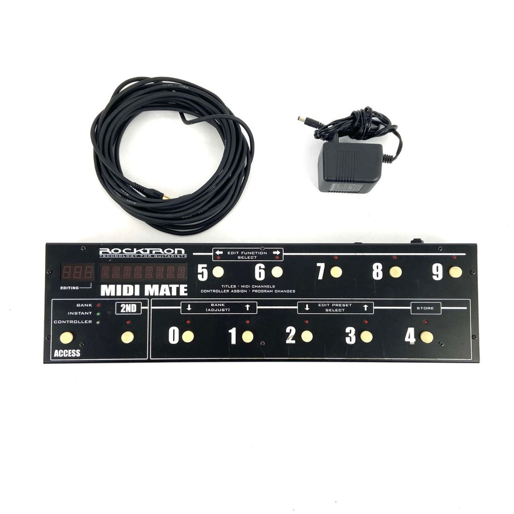 pedaliera controller midi rocktron midi mate vista frontale con accessori