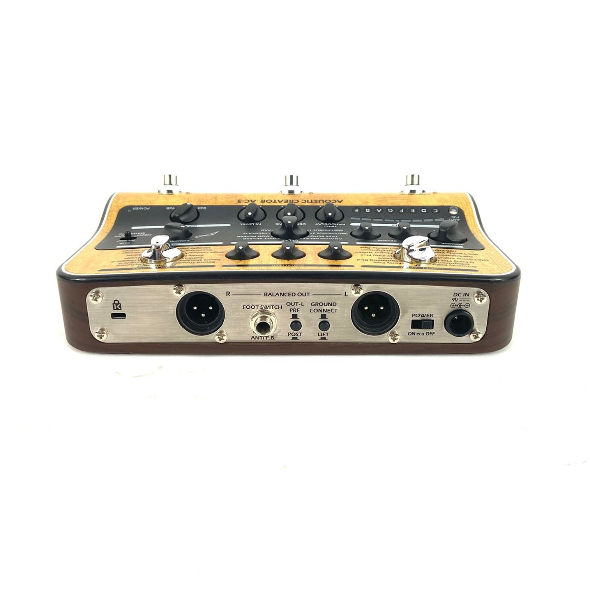 pedaliera multieffetto e accordatore e d.i. box ed emulatrice per chitarra acustica Zoom AC-3 Usata vista del retro