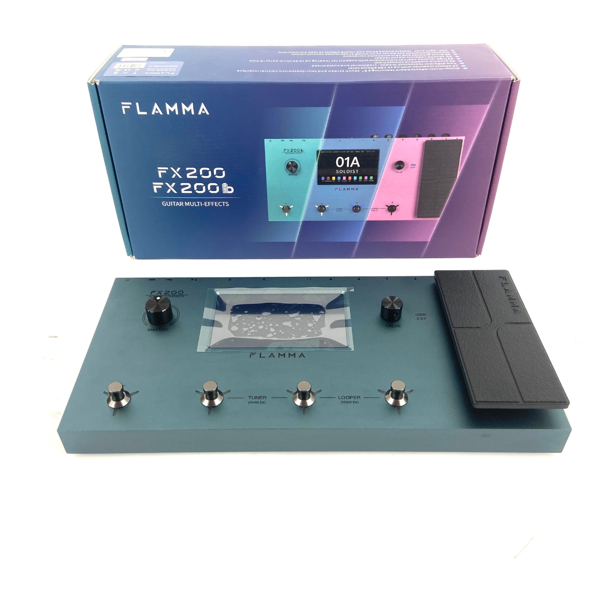 pedaliera multieffetto per chitarra flamma fx200 b stock vista con scatola