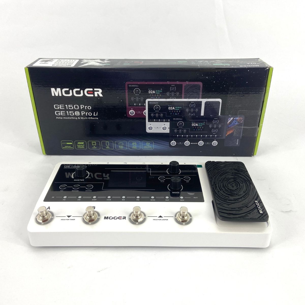 pedaliera multieffetto per chitarra mooer ge150 pro b-stock vista con scatola