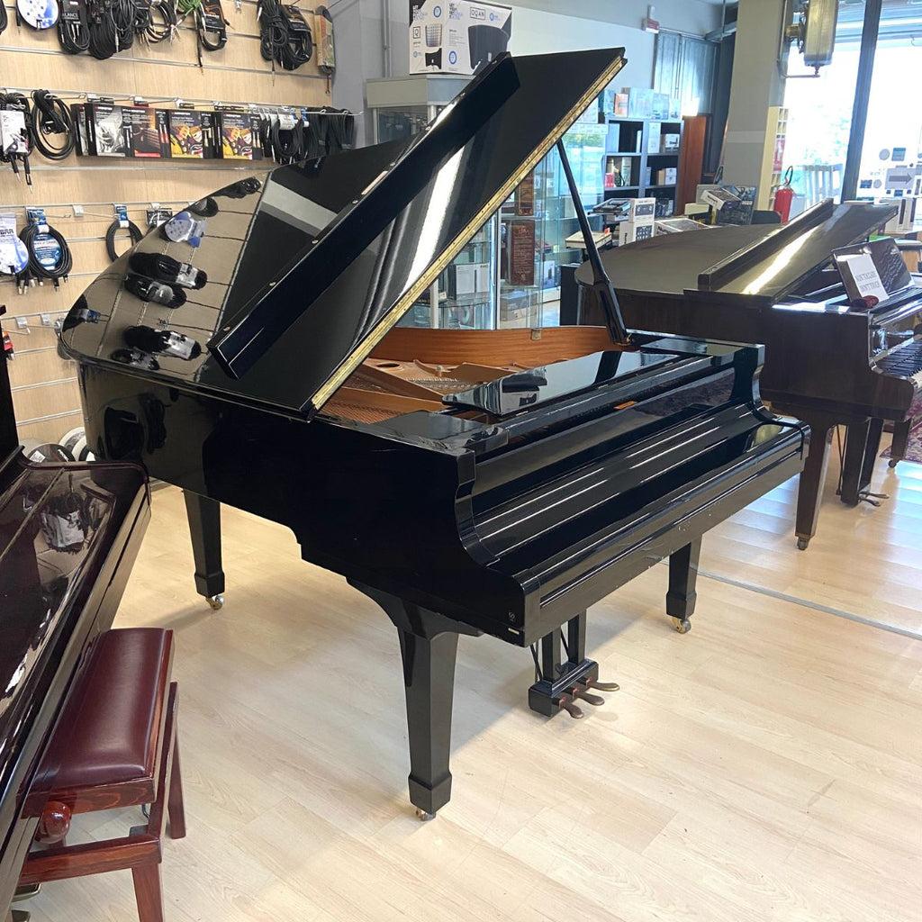 pianoforte acustico professionale a coda yamaha c3 usato 1997 matricola 5516239 vista laterale sx aperto con tastiera chiusa