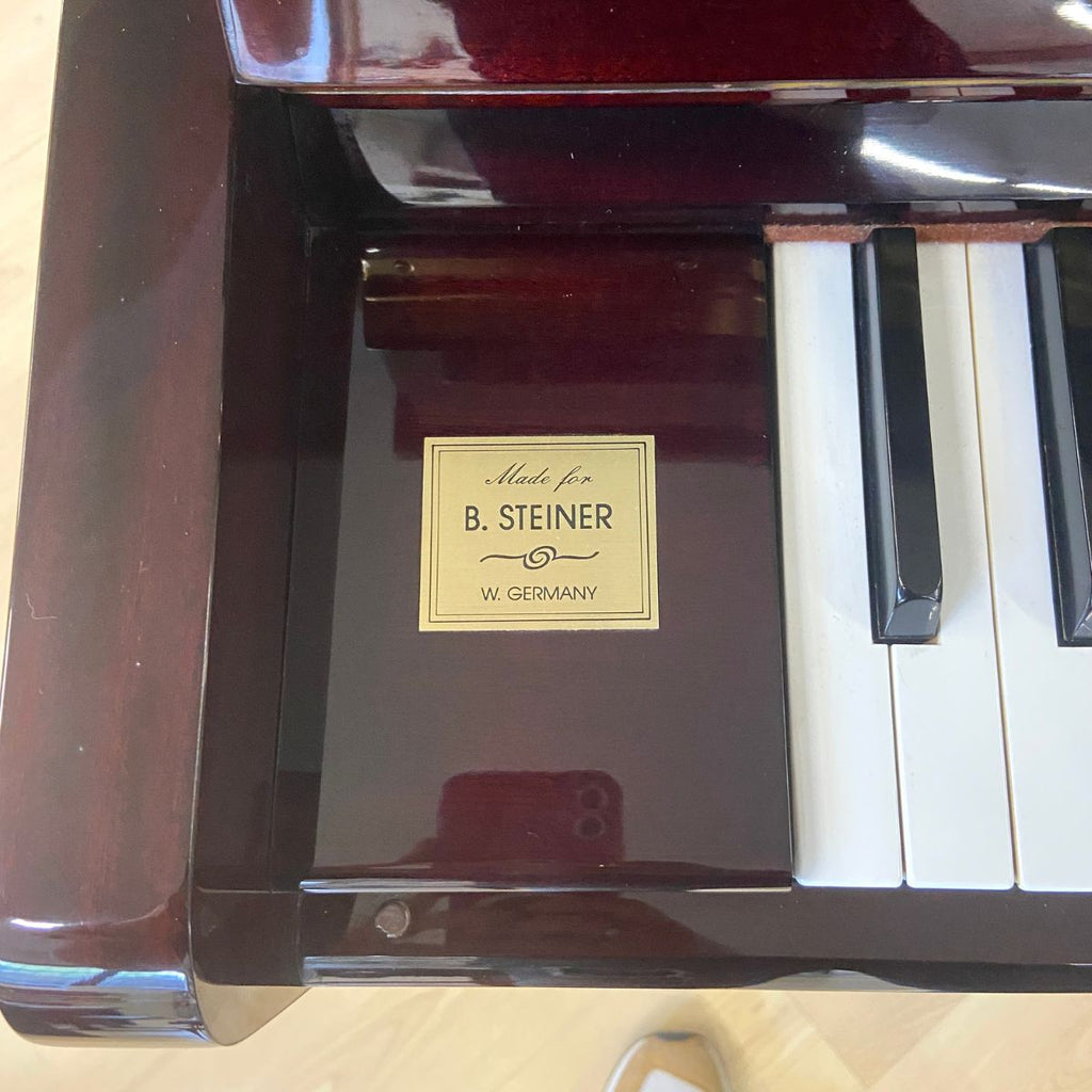 pianoforte acustico verticale Steiner BS118 usato vista logo