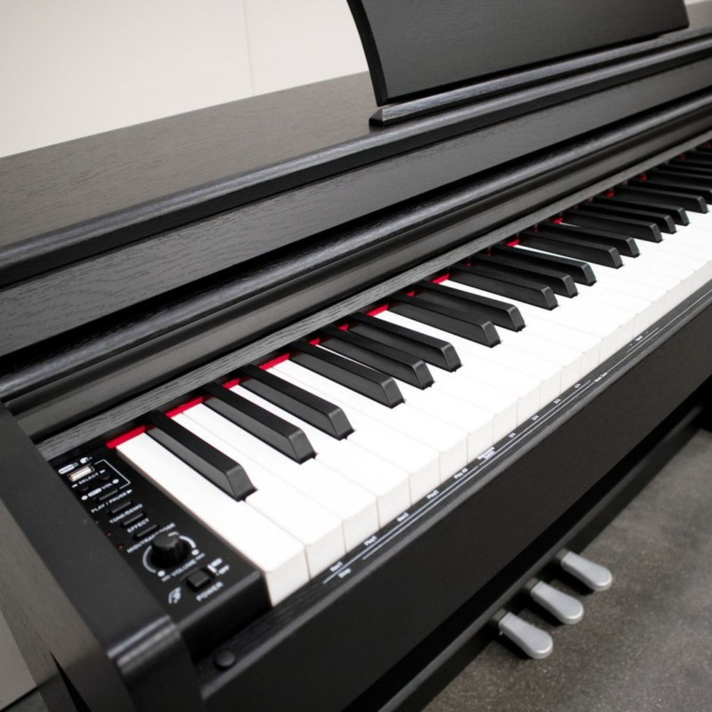 pianoforte digitale 88 tasti pesati con mobile completo echord dpx-100 nero vista dei controlli
