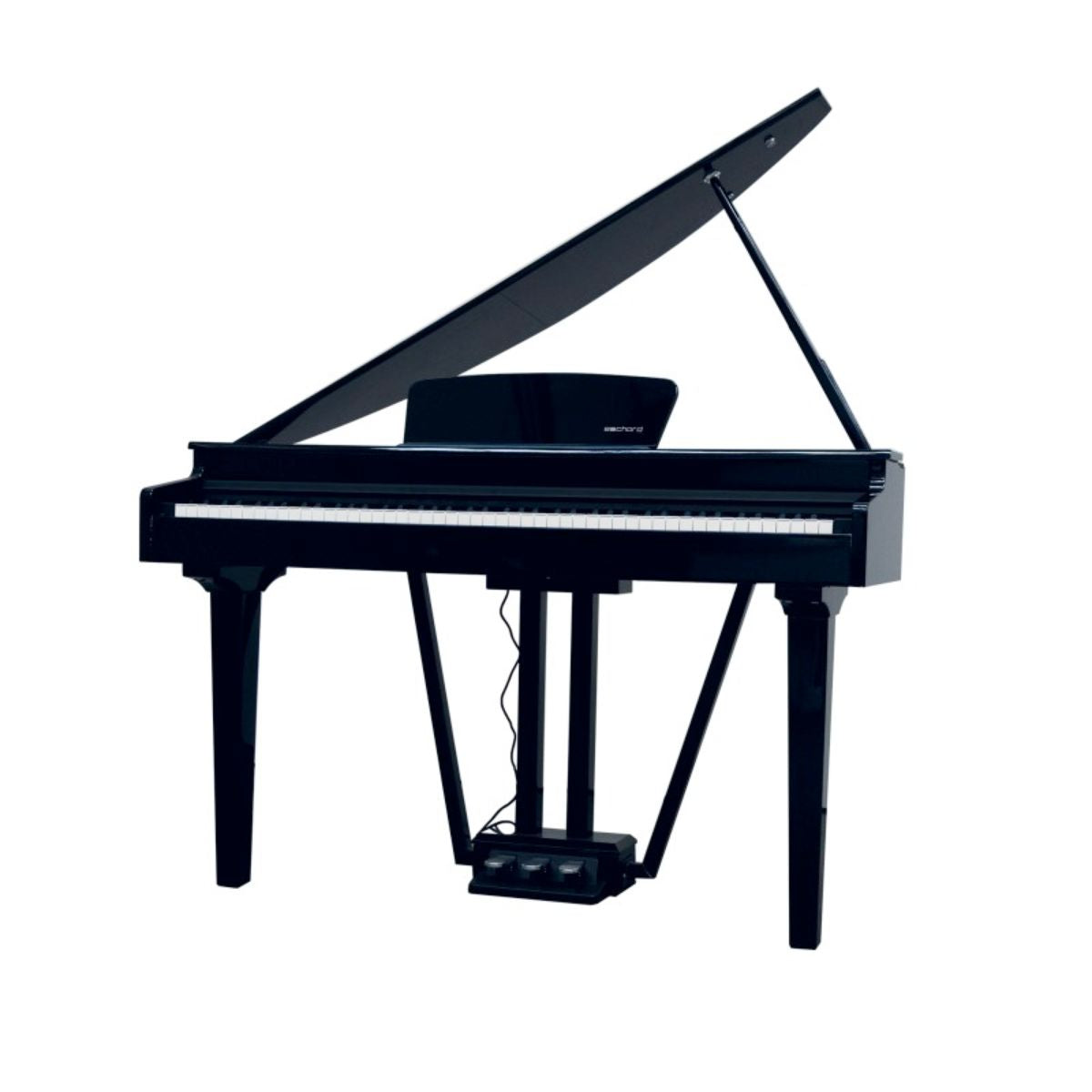 pianoforte digitale mezza coda echord gp-10b nero vista laterale aperto