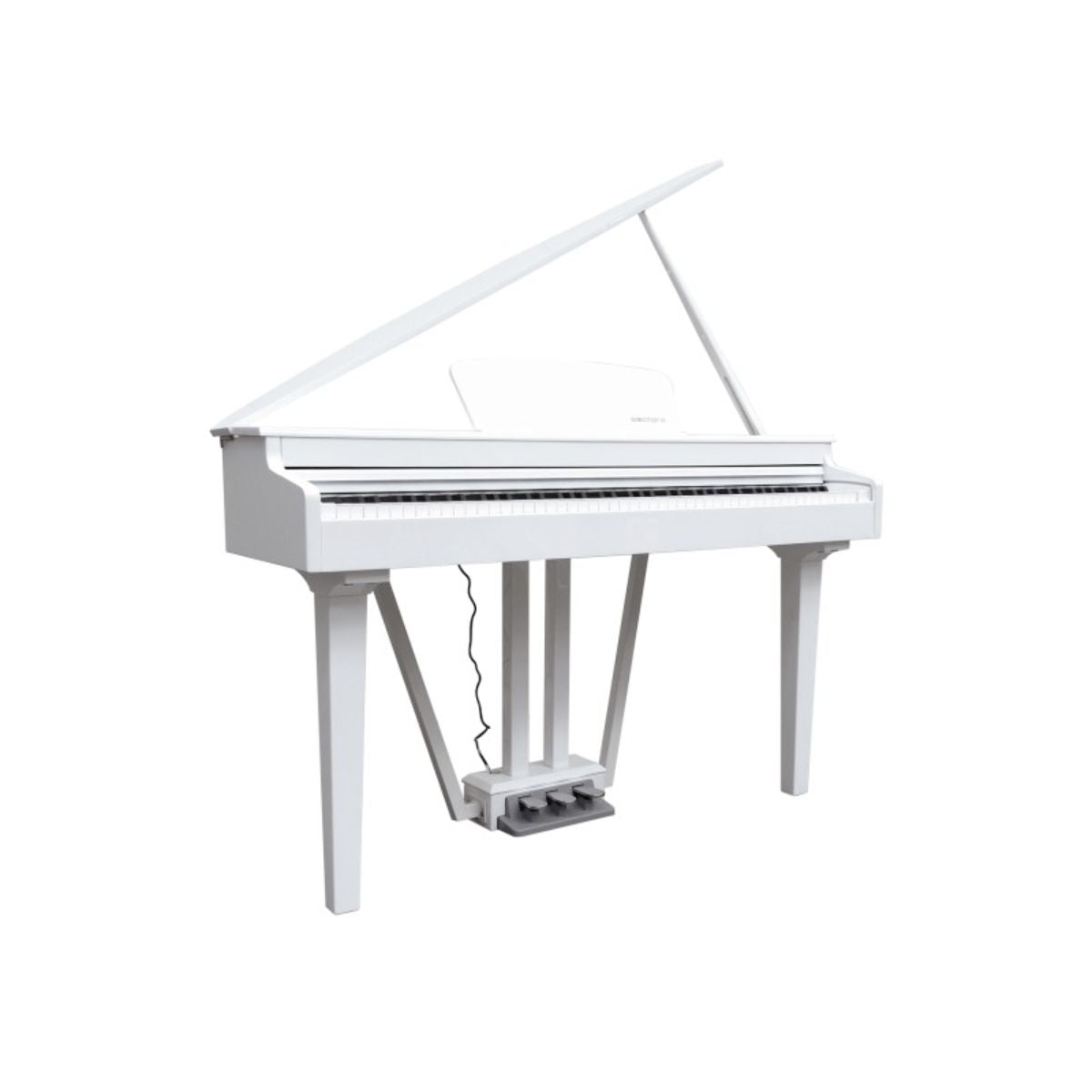 pianoforte digitale mezza coda echord gp-10Wbianco vista frontale aperto