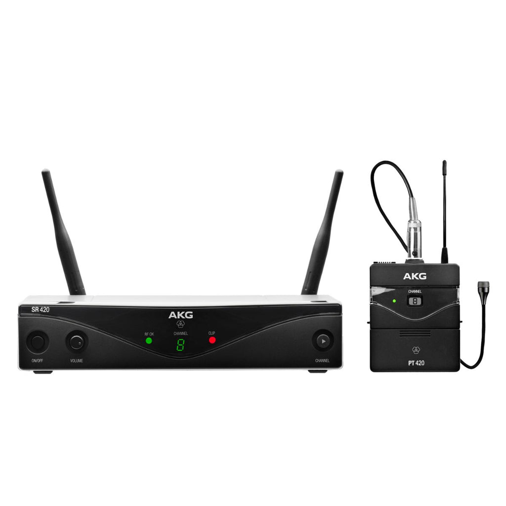 radiomicrofono professionale a lavalier akg wms420 presenter set vista completo frontale