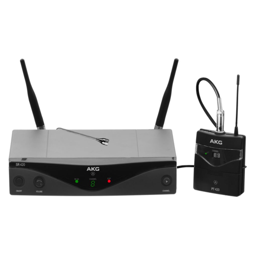 radiomicrofono professionale a lavalier akg wms420 presenter set vista completo dall'alto