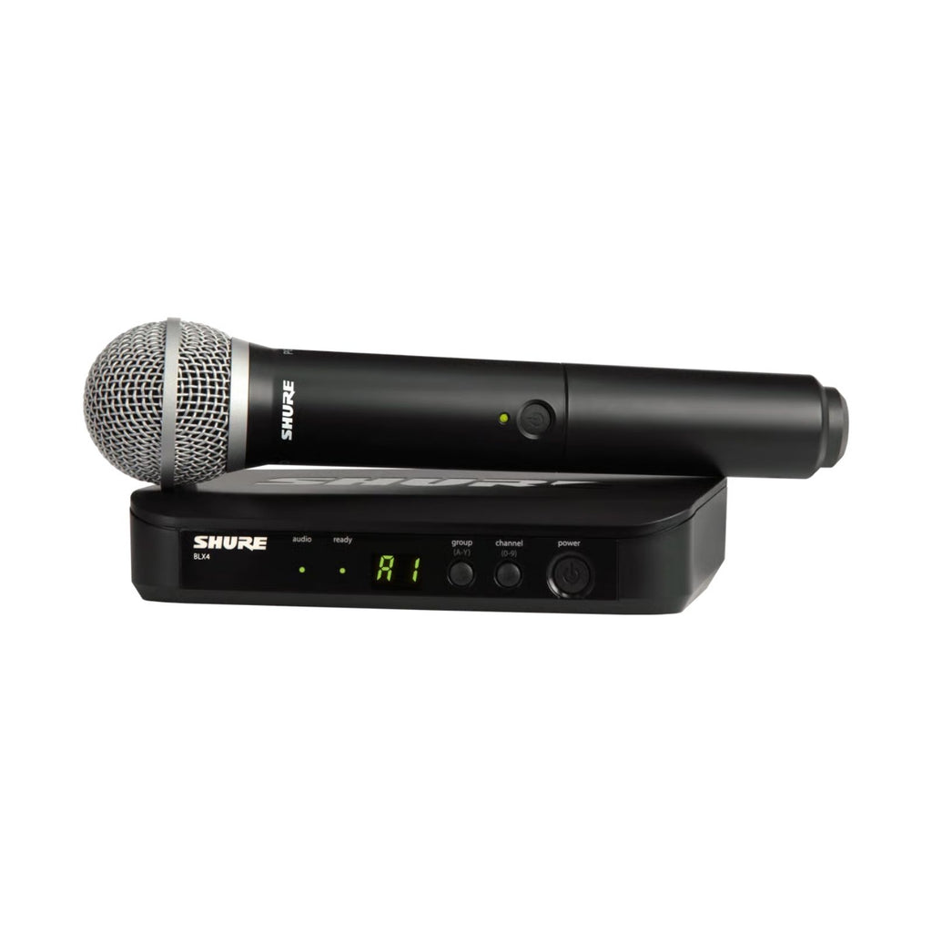 radiomicrofono professionale a mano shure blx24 pg58 vista completo di ricevitore