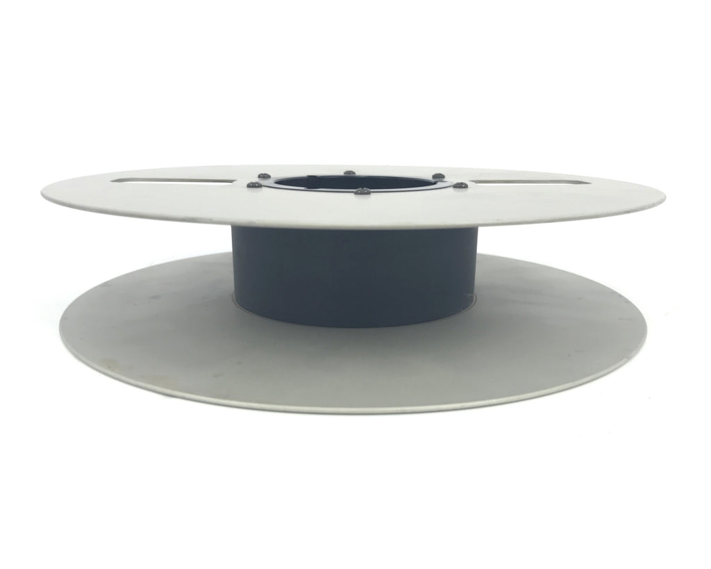 reel per registratore a nastro Ampex flangia di metallo usato vista frontale