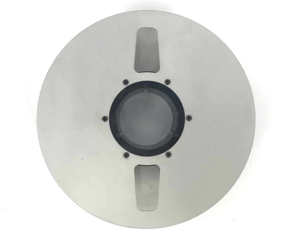 reel per registratore a nastro Ampex flangia di metallo usato vista del retro