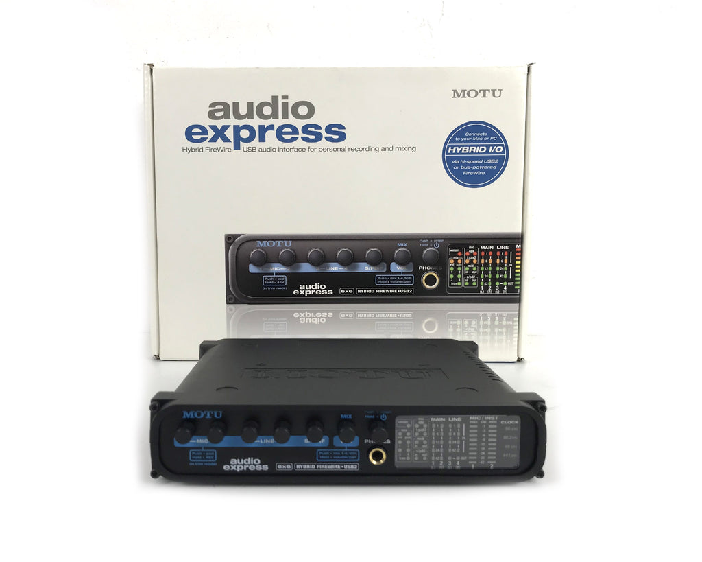 scheda audio motu audio express usata vista frontale con scatola