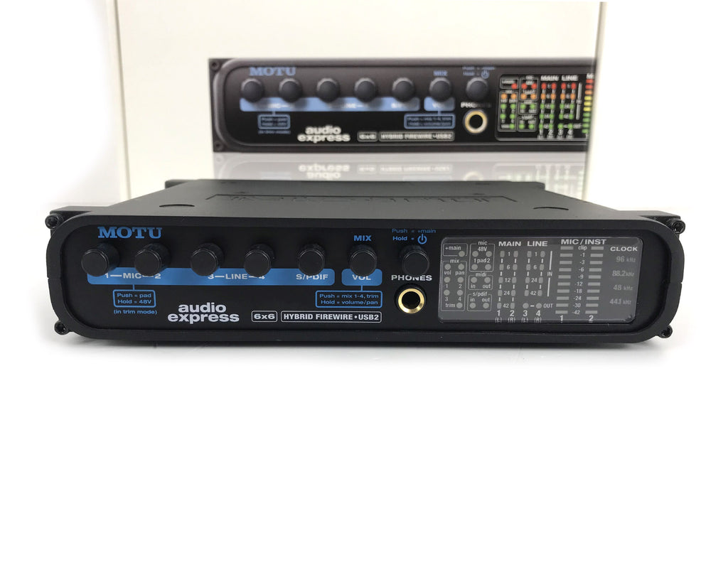 scheda audio motu audio express usata vista frontale vicino