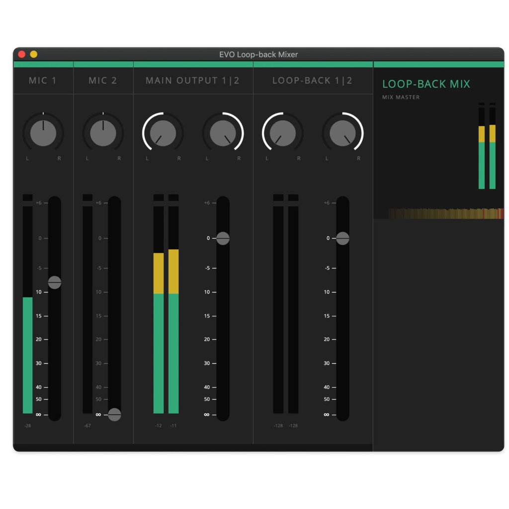 schedaa audio usb audient EVO4 vista del software