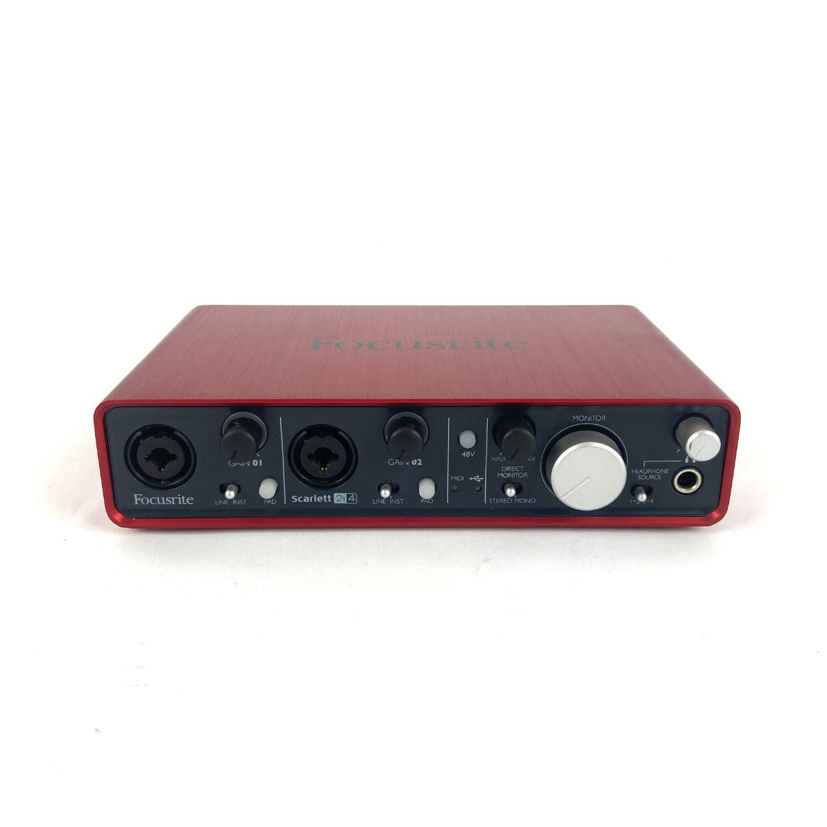 scheda audio usb focusrite 2i2 1st generation usata vista frontale dall'alto