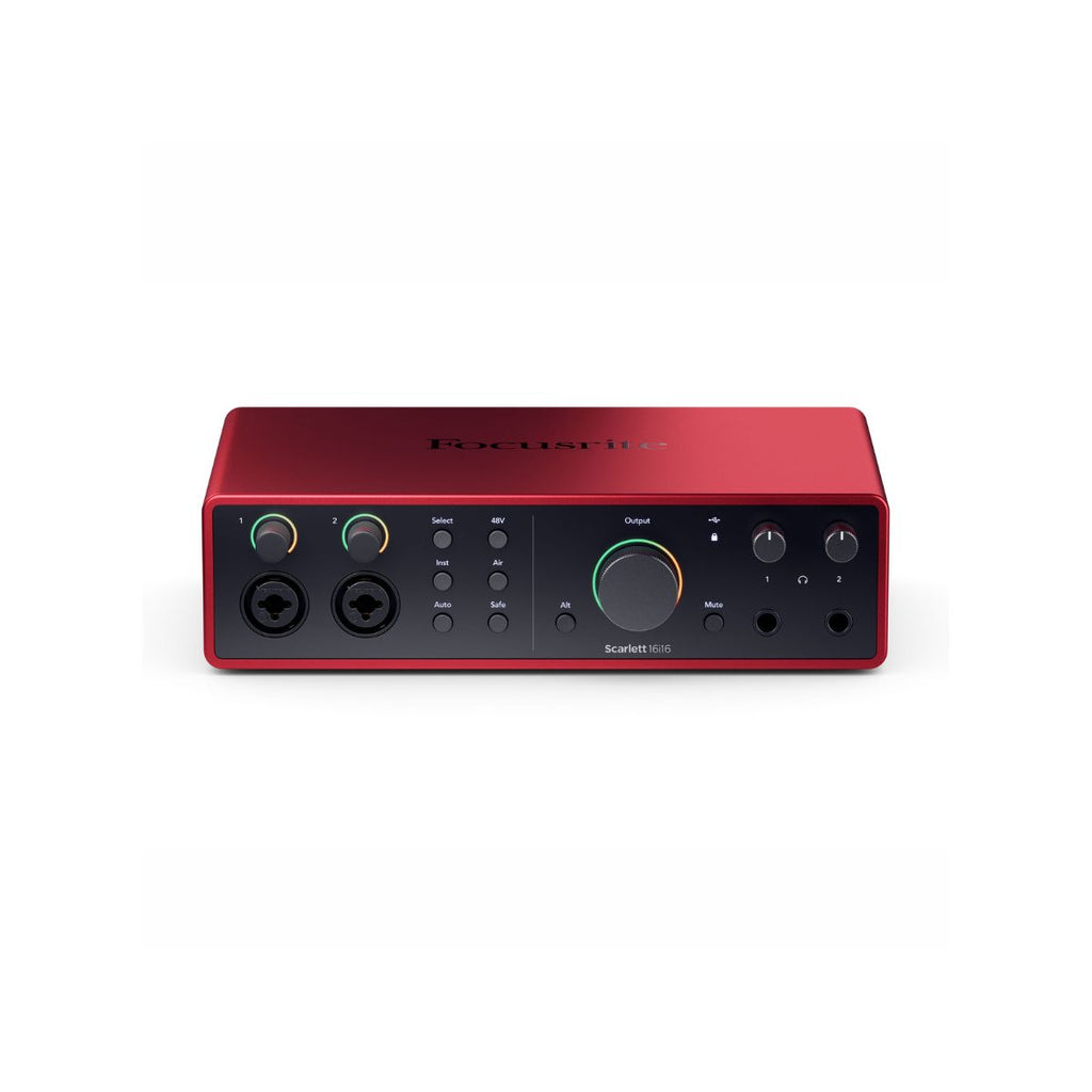 scheda audio usb focusrite scarlett 16i16 quarta generazione vista frontale dall'alto