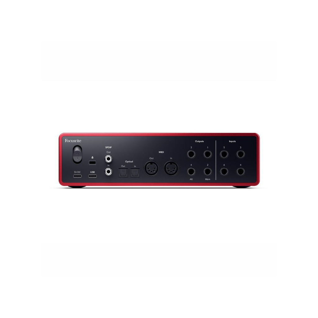 scheda audio usb focusrite scarlett 16i16 quarta generazione vista del retro